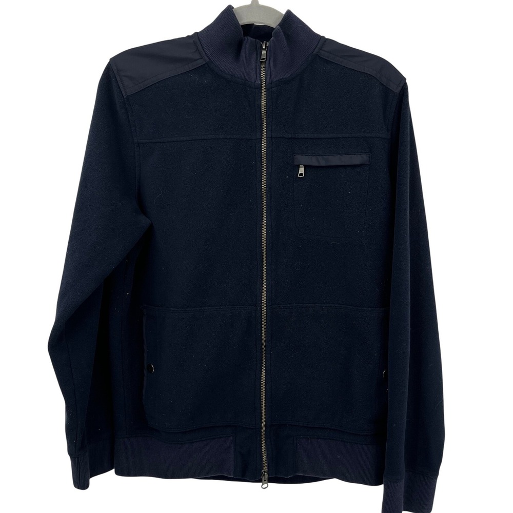 Banana Republic Men's Full Zip‎ Mock Neck Fleece Jacket Size Medium Navy Blue M